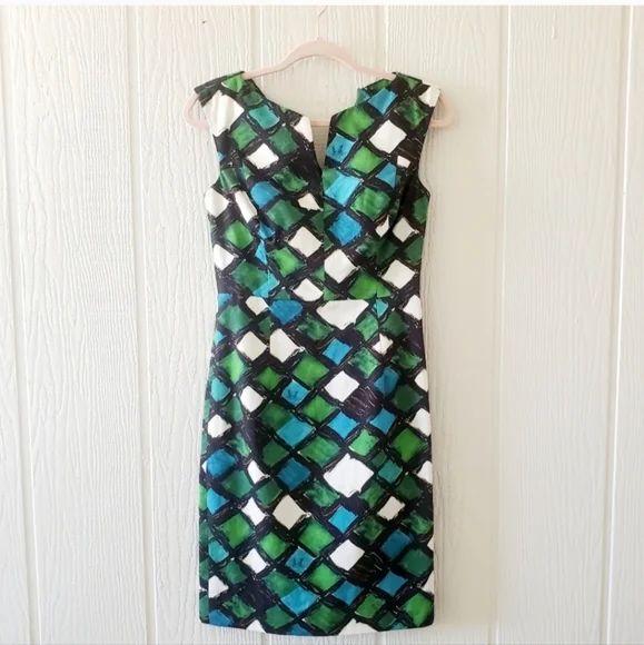 Milly of New York Geometric Block Sleeveless Pencil Sheath Dress sz 4 - Picture 3 of 10